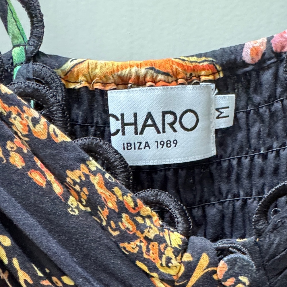 Charo Ibiza 1989 Black Floral mini dress